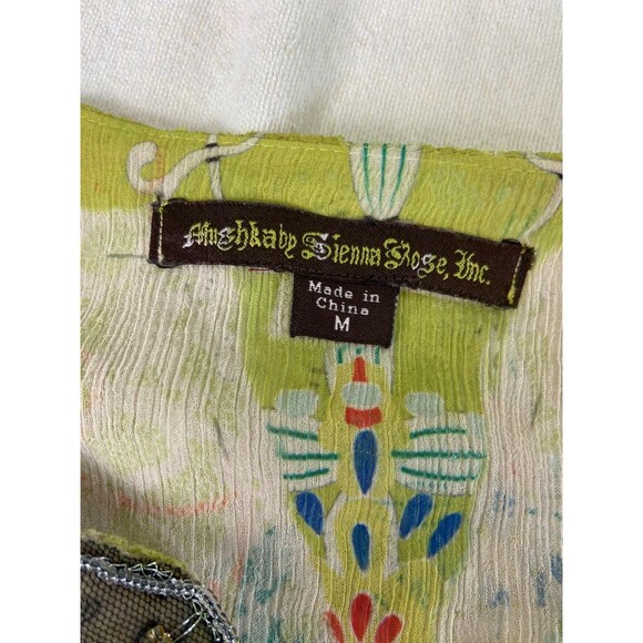 Mushka by Sienna Rose Top Women M Hippie Boho Beaded Lace Artsy Tunic Semi Sheer - Picture 3 of 10